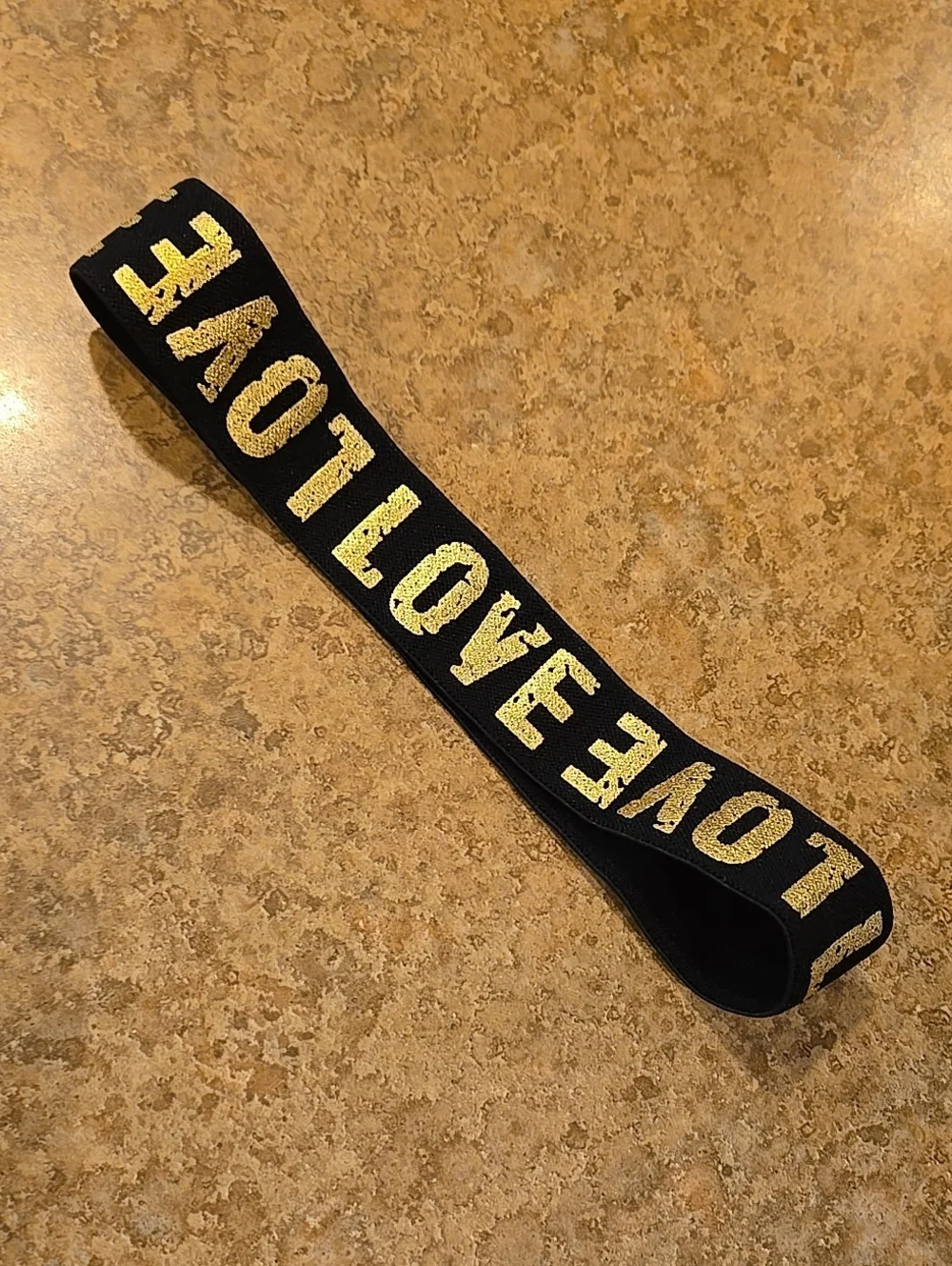 Black Elastic Headband with Gold 'LOVE' Lettering Womens Y2k Teen Accessory Hair